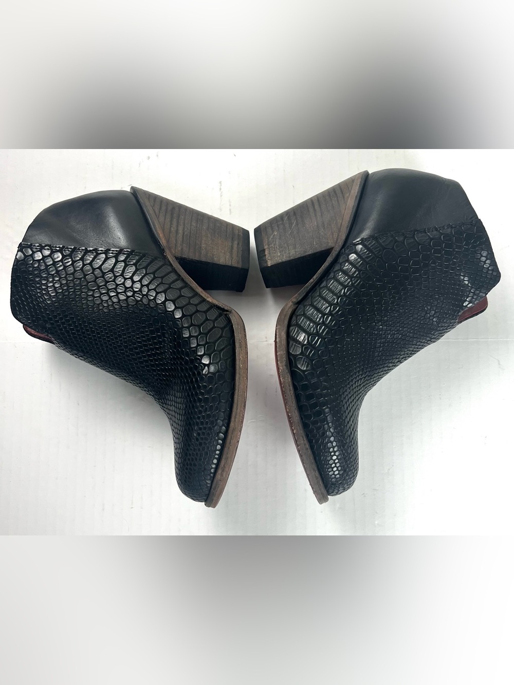 Freebird Detroit Black Snake Embossed Leather Ankle Boots - Picture 7 of 14